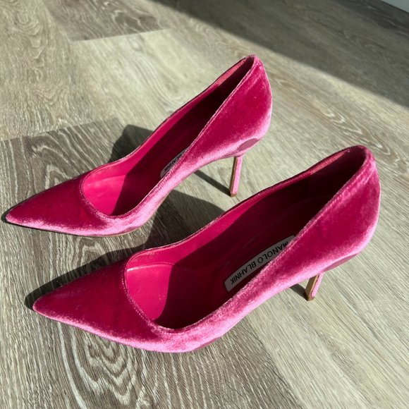 Ultra Rare MANOLO BLAHNIK Pink Velvet Heels 6.5 - Picture 8 of 8